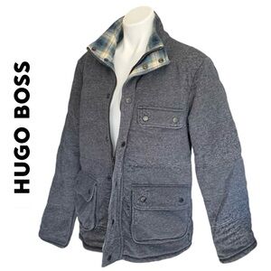 Hugo Boss Quilted Plaid Zipper Jacket Flap Pockets